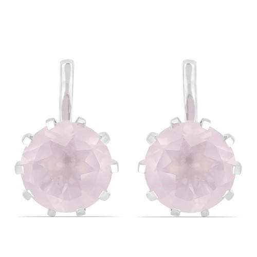 BUY STERLING SILVER NATURAL ROSE QUARTZ GEMSTONE BIG STONE EARRINGS